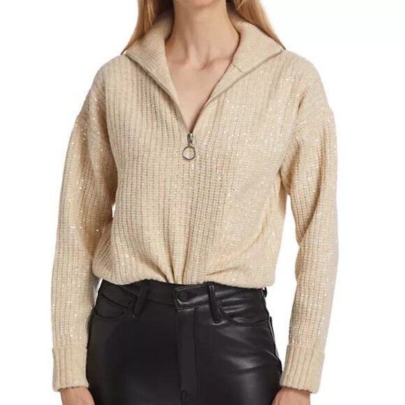 Design History  Sequin-Embroidered Quarter-Zip Sweater - Picture 2 of 9